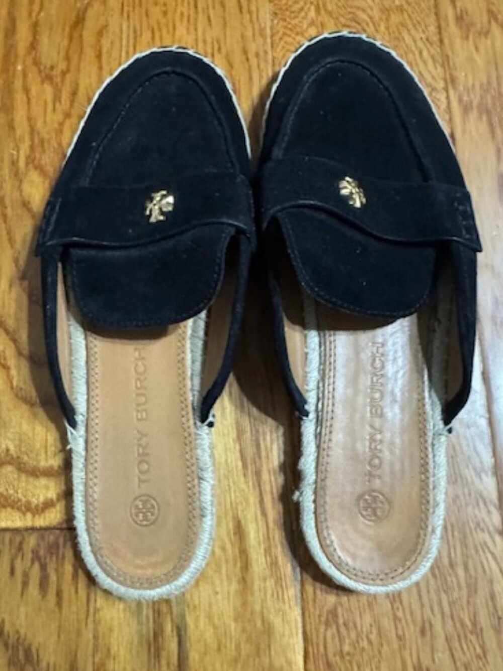 TORY BURCH Women  Seaside BLACK Suede Espadrille Mules